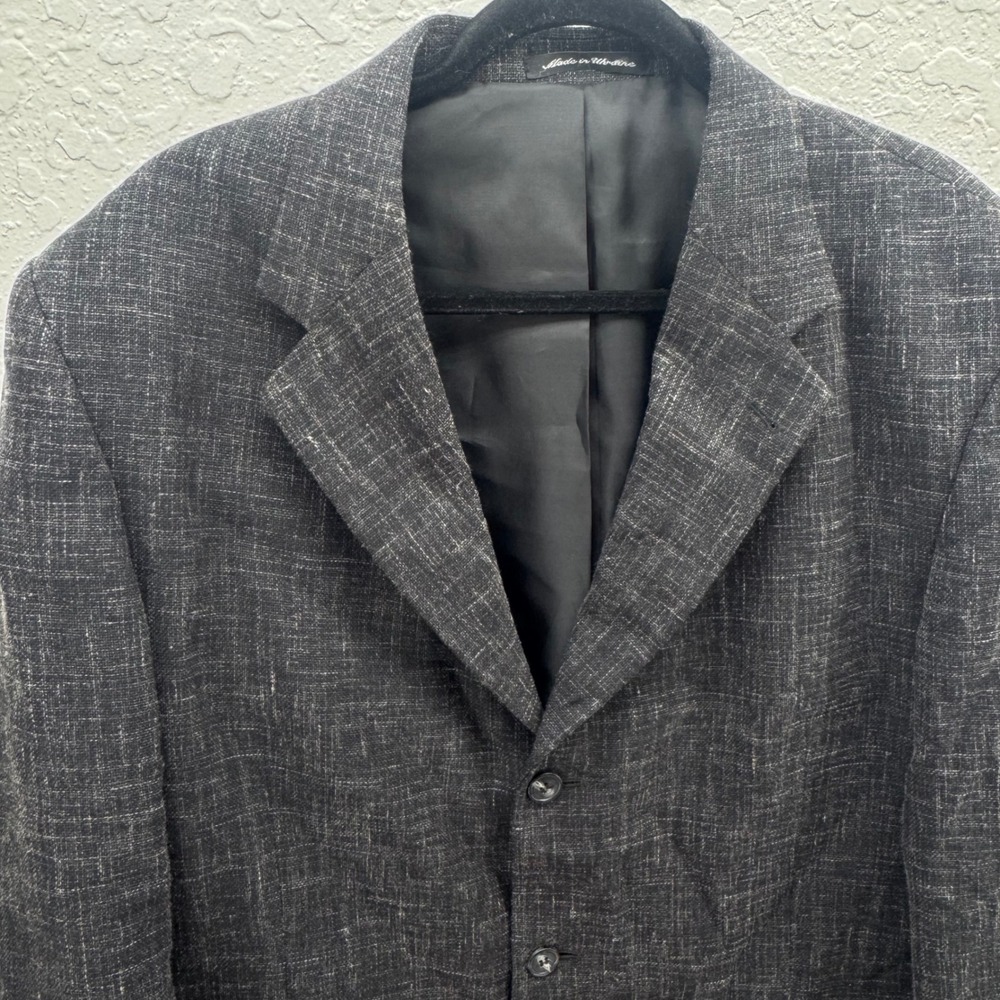 Barrington Mens Wool Blend Charcoal Grey Plaid Blazer Jacket Size 44R